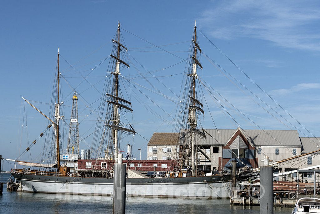 Galveston, TX Photo - Ships in an Inlet of Galveston Bay, Above Galveston Island in Texas