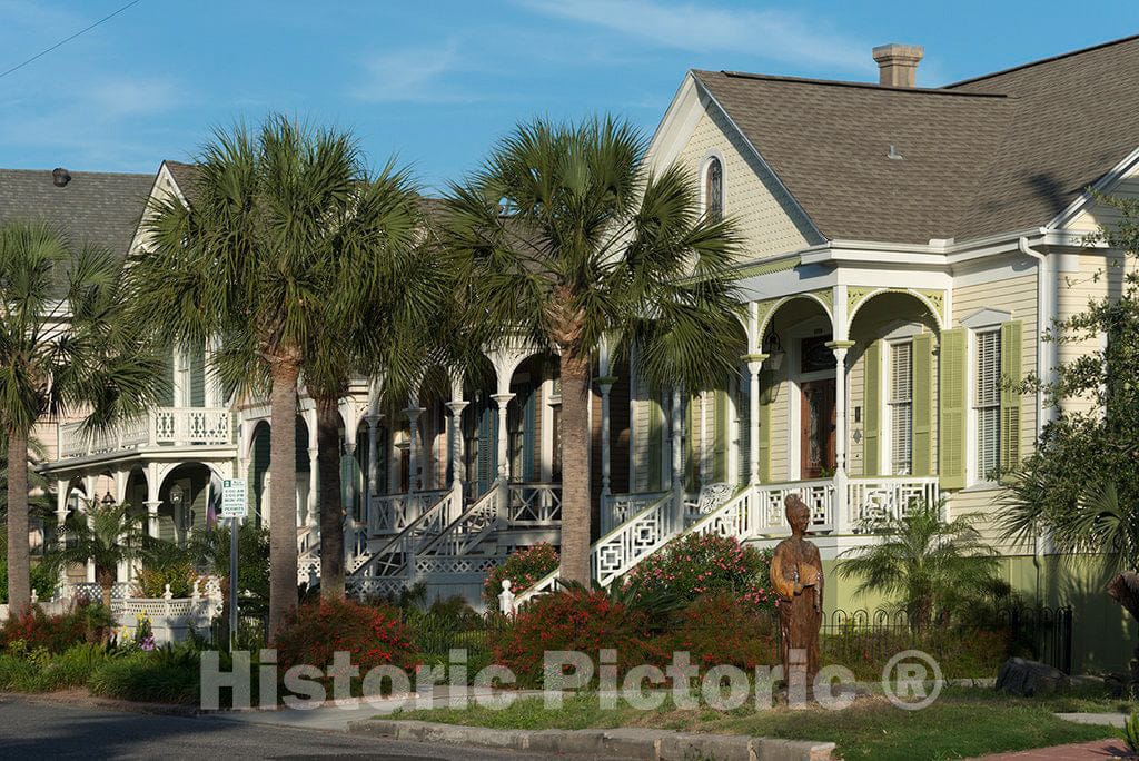 Photo - in one Sense, This is a Photo of a Lovely Row of Houses in Galveston, Texas. But Look Closely in The Figure in The Foreground- Fine Art Photo Reporduction