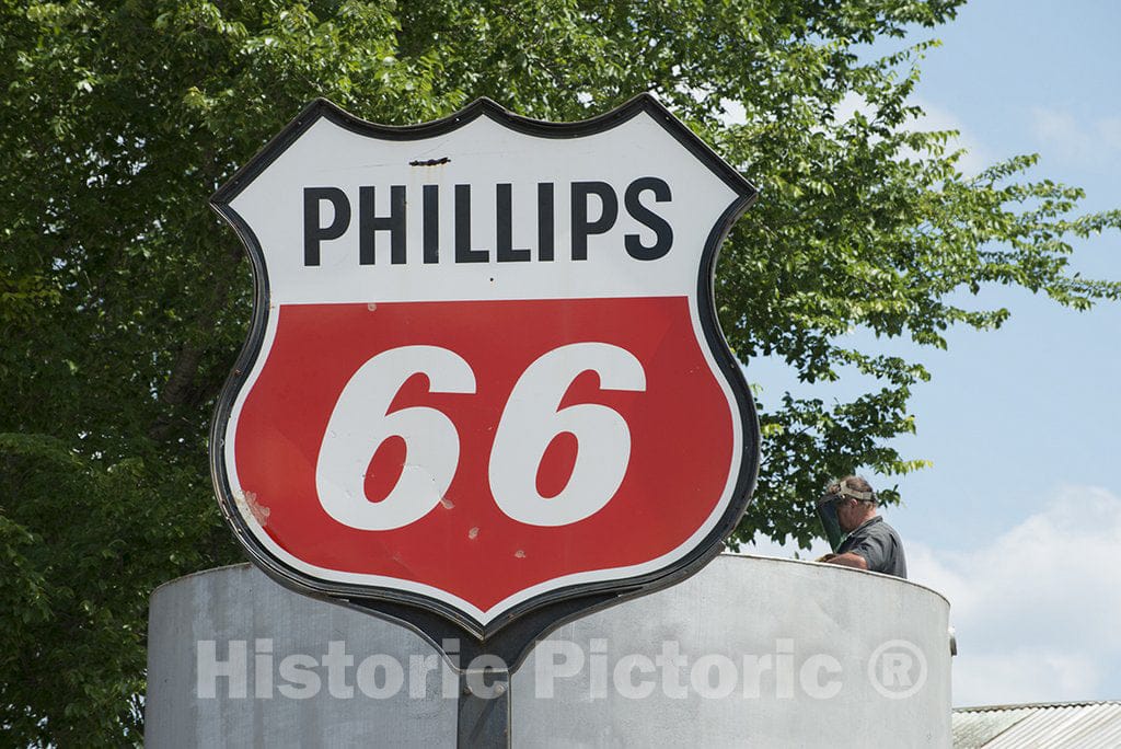 Texas Photo - Vintage Phillips 66 gas station sign along a road in East Texas