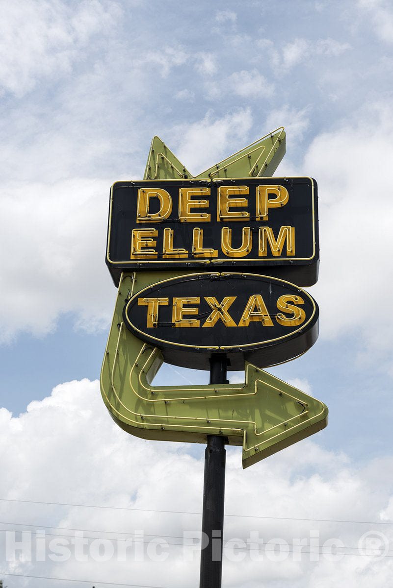 Dallas, TX Photo - an Old-Style neon Place Marker for Deep Ellum