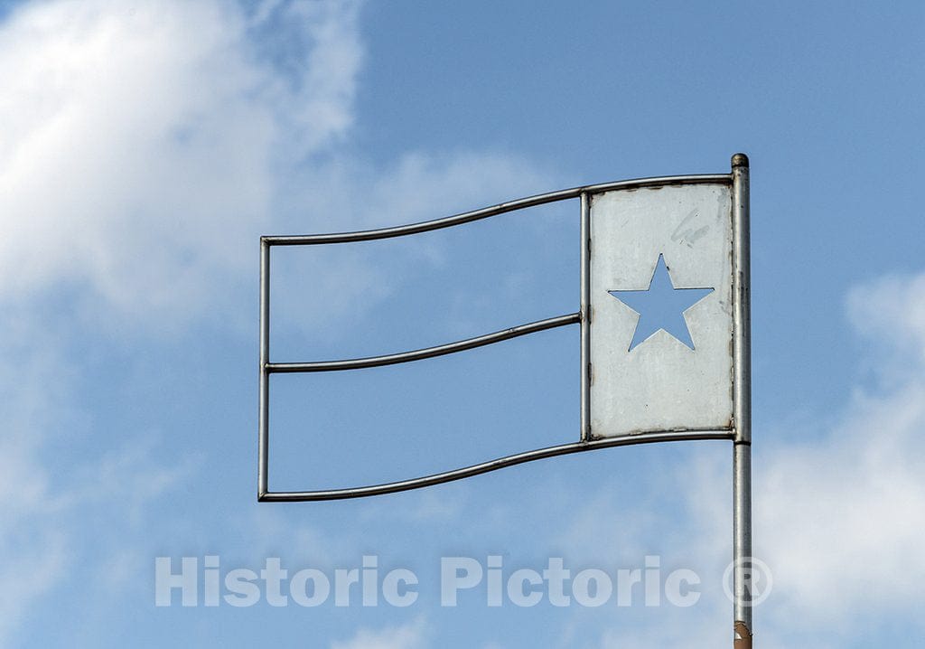 Amarillo, TX Photo - an Unusual Representation of The Lone-Star Texas State Flag, Minus its Usual red, White, and Blue Colors, on a Street in Amarillo, Texas