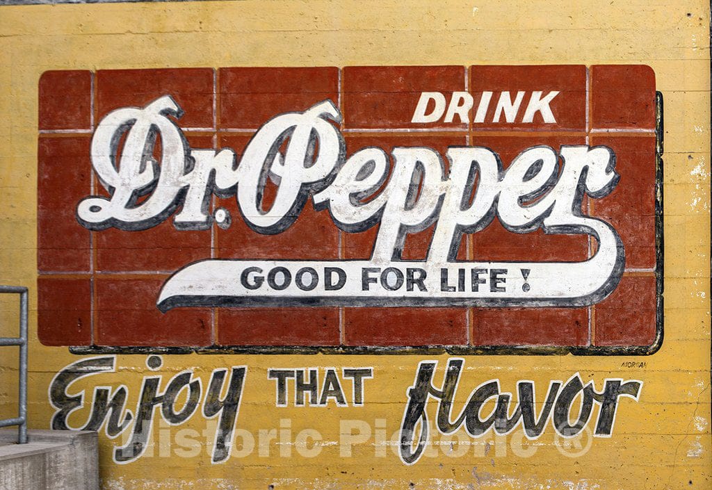 Waco, TX Photo - Vintage Dr. Pepper Advertisement on an Exterior Wall of The Dr Pepper Museum in a Former Plant That Bottled The Soft Drink in Waco, Texas