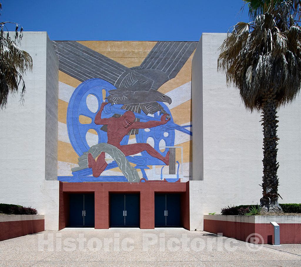 Photo - Depression-era bas-relief on the facade of Centennial Hall at Fair Park in Dallas, Texas- Fine Art Photo Reporduction