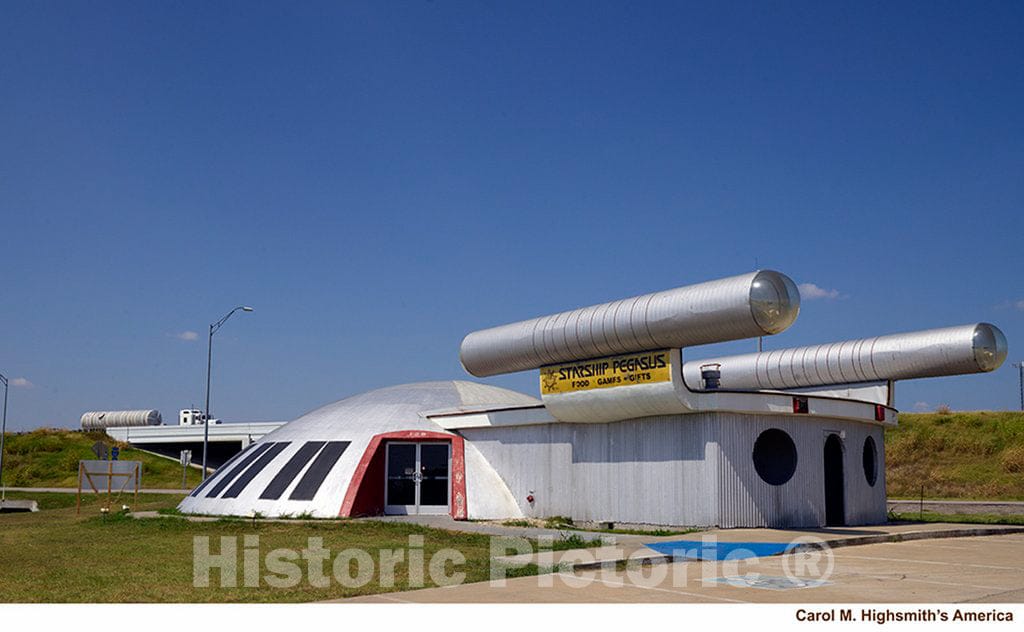 Photo-Starship Pegasus, a Failed Futuristic Restaurant and Gift Shop in in Italy, Texas. Gabriel J 1 Fine Art Photo Reproduction