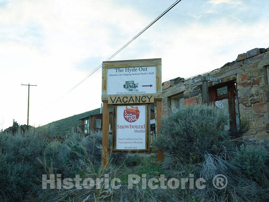 Photo - Sign Advertising Lodging Behind a Building Where Human Activity Long-ago ceased in Atlantic City; not The Famous New Jersey Resort for Sure- Fine Art Photo Reporduction