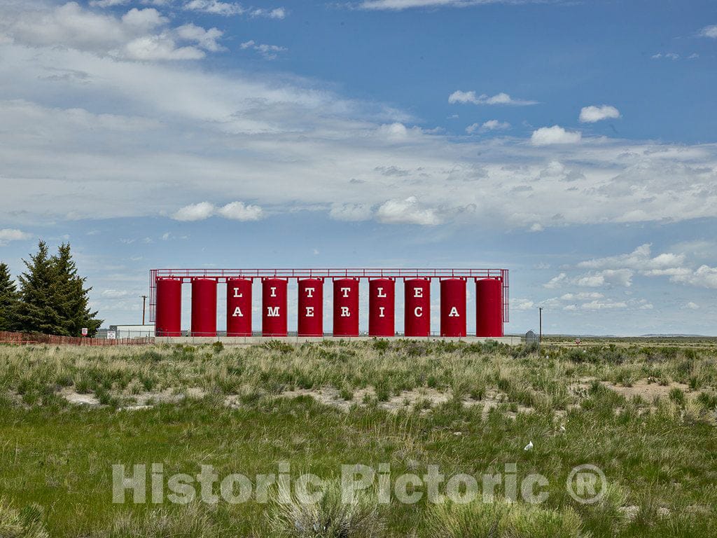 Photo - Oil Tanks Put to use as Roadside Advertising for The Little America Hotel and Resort Near Green River in Sweetwater County, Wyoming- Fine Art Photo Reporduction