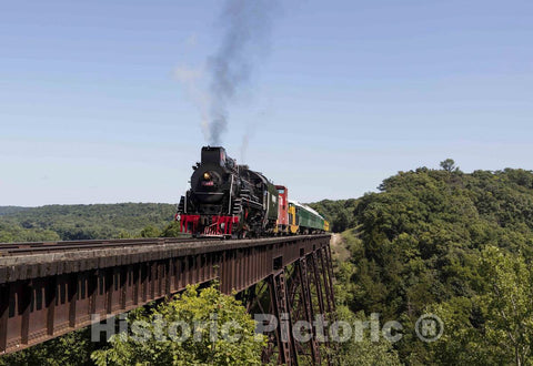 Photo- A steam train operated by the Boone & Scenic Valley Railroad, a heritage railroad that operates excursions in Boone County, Iowa 5 Fine Art Photo Reproduction