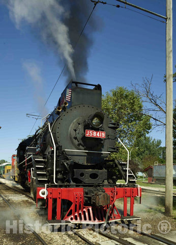 Photo- The steam locomotive of the Boone & Scenic Valley Railroad, a heritage railroad that operates excursions out of Boone, Iowa, awaits its run 1 Fine Art Photo Reproduction