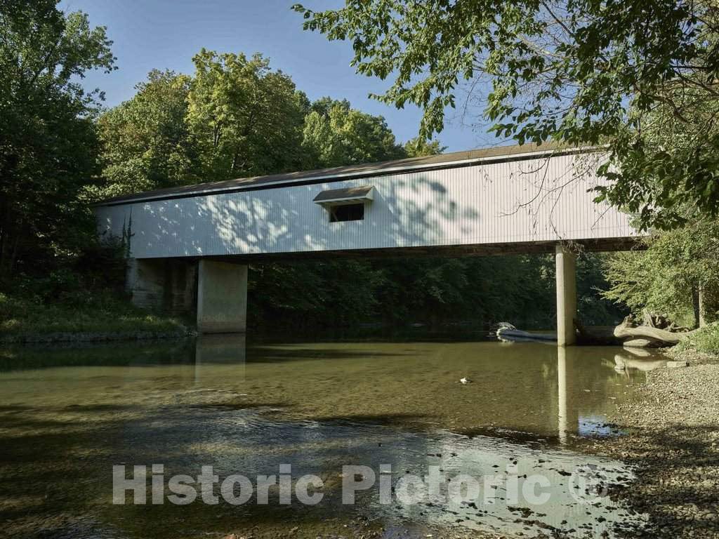 Photo- The Adams Mill Covered Bridge, completed near a prominent gristmill in 1872 over Wildcat, then spelled Wild Cat, Creek in Carroll County, Indiana 1 Fine Art Photo Reproduction