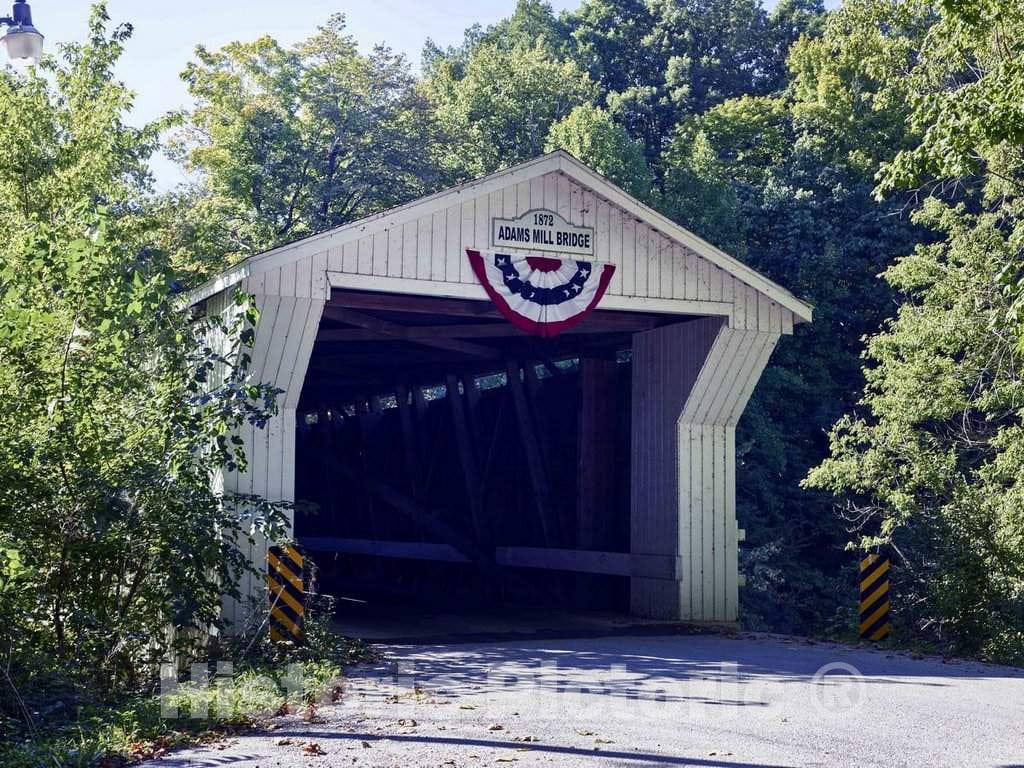 Photo- The Adams Mill Covered Bridge, completed near a prominent gristmill in 1872 over Wildcat, then spelled Wild Cat, Creek in Carroll County, Indiana 2 Fine Art Photo Reproduction