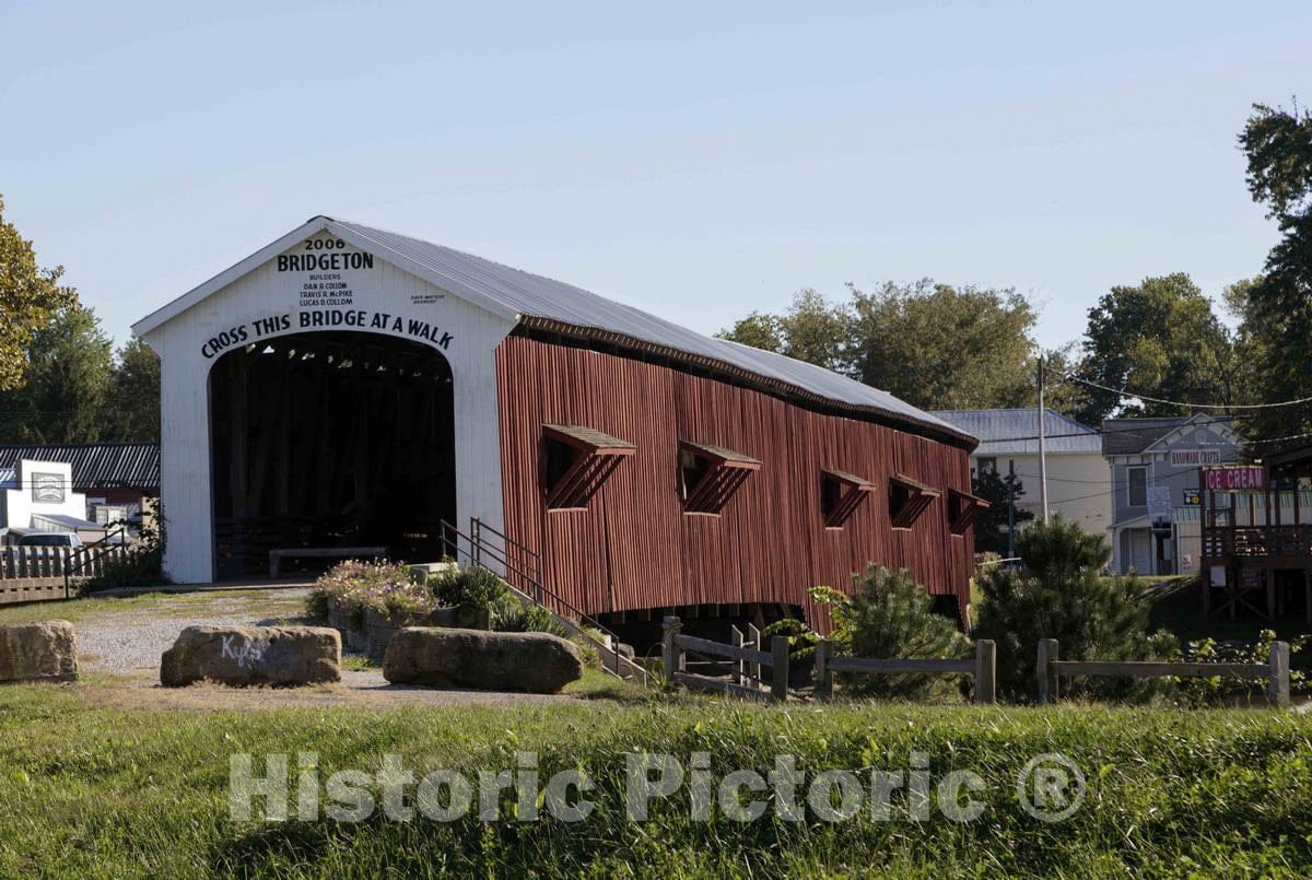 Photo - The Bridgeton Bridge Over Raccoon Creek in Parke County, Indiana- Fine Art Photo Reporduction