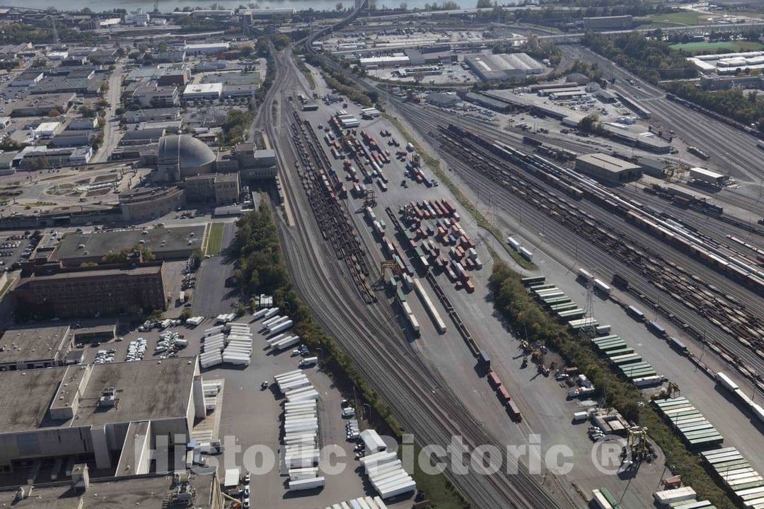 Photo- Aerial View of Cincinnati, Ohio trainyards Along The 1933 Cincinnati Museum Center at Union Terminal 1 Fine Art Photo Reproduction