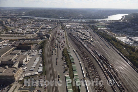 Photo- Aerial View of Cincinnati, Ohio trainyards Along The 1933 Cincinnati Museum Center at Union Terminal 2 Fine Art Photo Reproduction