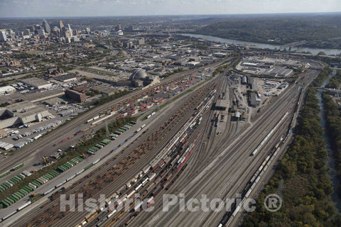 Photo- Aerial View of Cincinnati, Ohio trainyards Along The 1933 Cincinnati Museum Center at Union Terminal 3 Fine Art Photo Reproduction