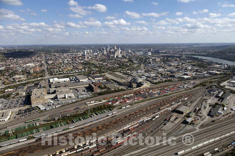 Photo- Aerial View of Cincinnati, Ohio trainyards Along The 1933 Cincinnati Museum Center at Union Terminal 4 Fine Art Photo Reproduction