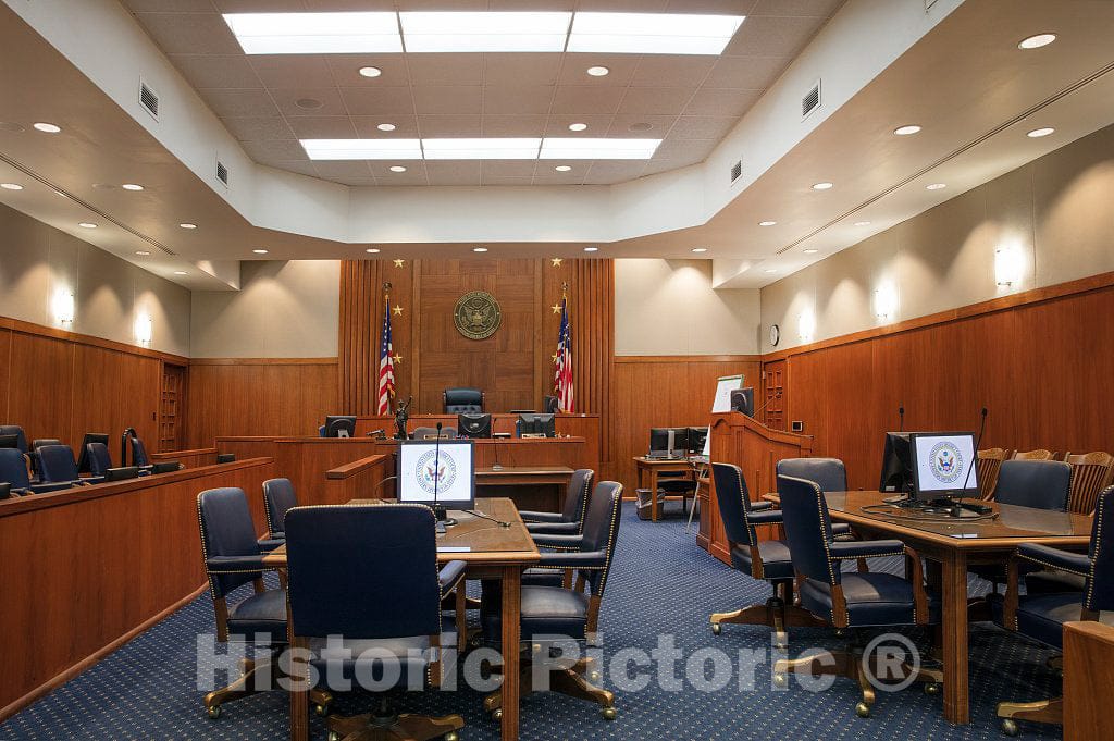 Photo - Courtroom in The William M. Steger Federal Building & U.S. Courthouse in Tyler, Texas- Fine Art Photo Reporduction