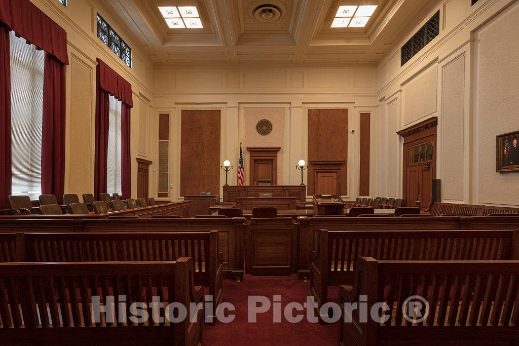 Photo - Courtroom. The O.C. Fisher Federal Building and U.S. Courthouse, San Angelo, Texas- Fine Art Photo Reporduction