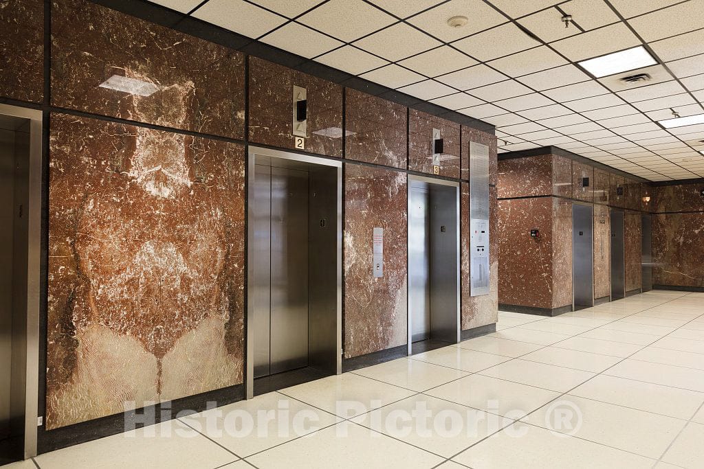 Photo- Elevator Lobby at The Santa Fe Terminal Complex, an 18-Acre Complex of Historic Buildings in The Government District of Downtown Dallas, Texas 1 Fine Art Photo Reproduction