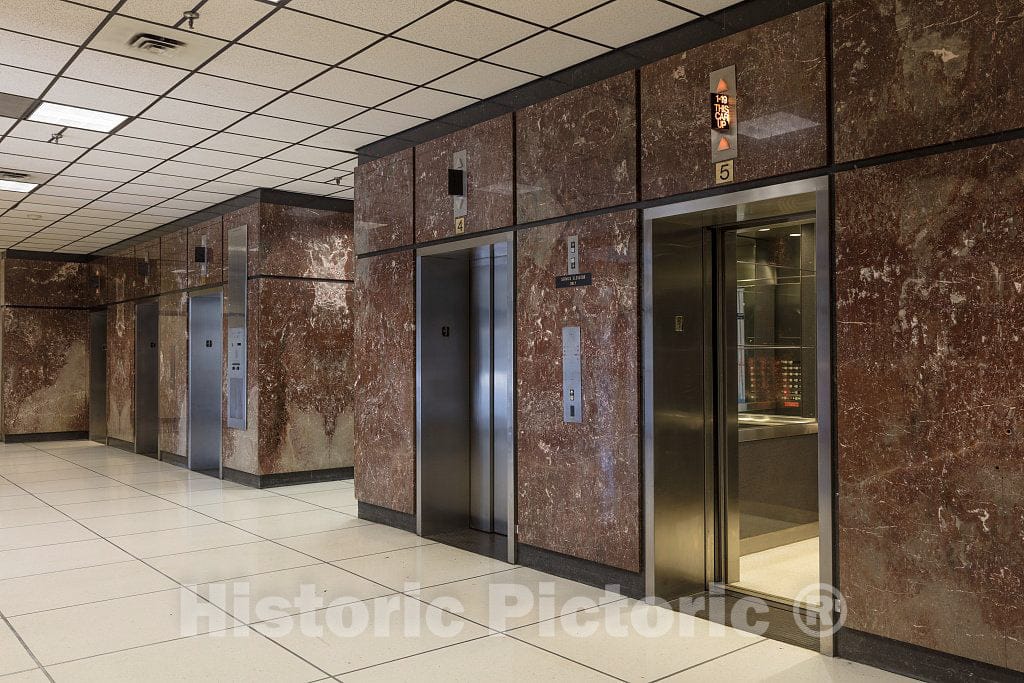 Photo- Elevator Lobby at The Santa Fe Terminal Complex, an 18-Acre Complex of Historic Buildings in The Government District of Downtown Dallas, Texas 2 Fine Art Photo Reproduction