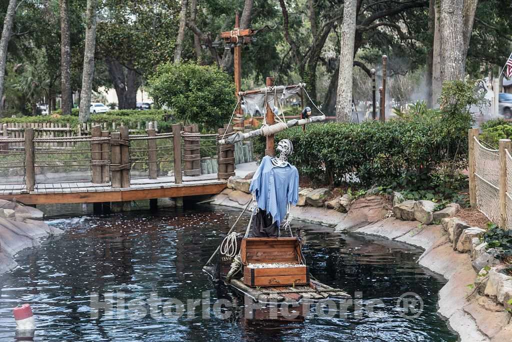 Photo- Spooky lagoon at the Pirates' Cove miniature golf course at Hilton Head Island, South Carolina, much of which is private and gated and not, unlike this amusement location