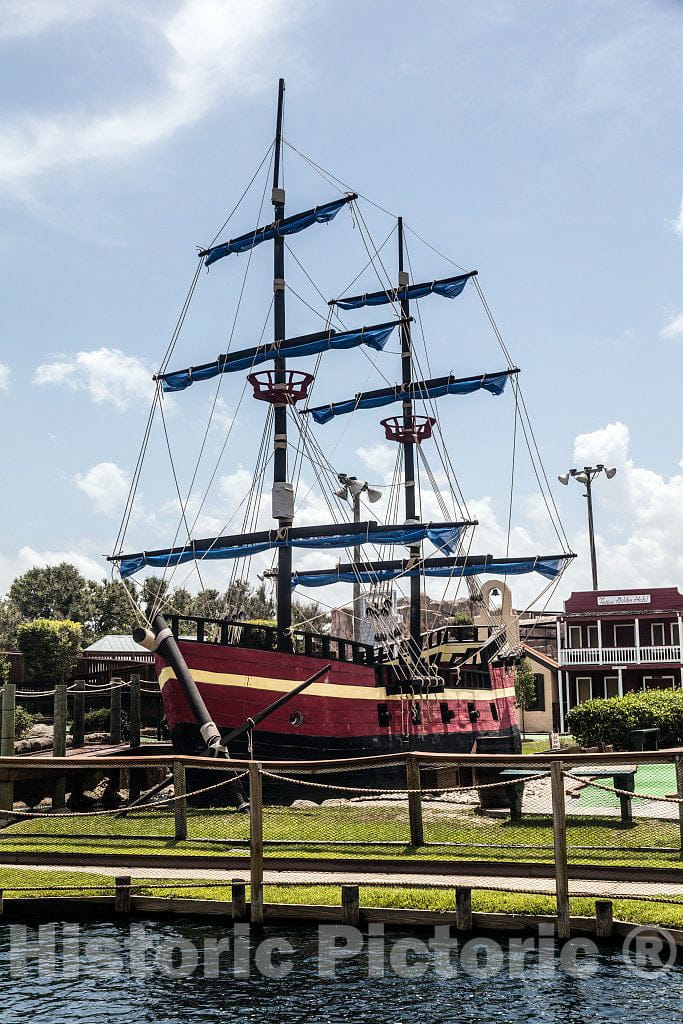 Photo - Pirate Ship at The Lost Treasure Miniature Golf Tourist Attraction in Kill Devil Hills, a Community in North Carolina's Outer Banks- Fine Art Photo Reporduction