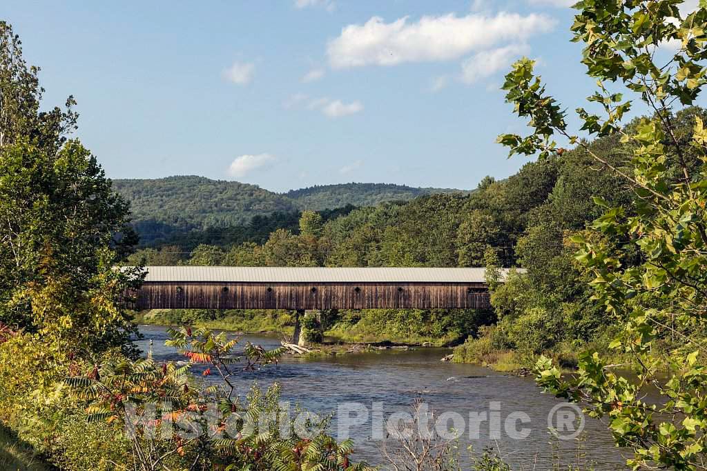 Photo - The West Dummerston Covered Bridge Over The West River, Outside West Dummerston, Vermont- Fine Art Photo Reporduction