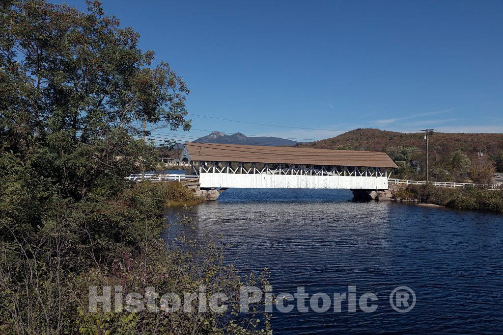 Photo - The 126-foot-long Groveton, New Hampshire, Covered Bridge over the Upper Ammanoosuc River, constructed in 1852- Fine Art Photo Reporduction