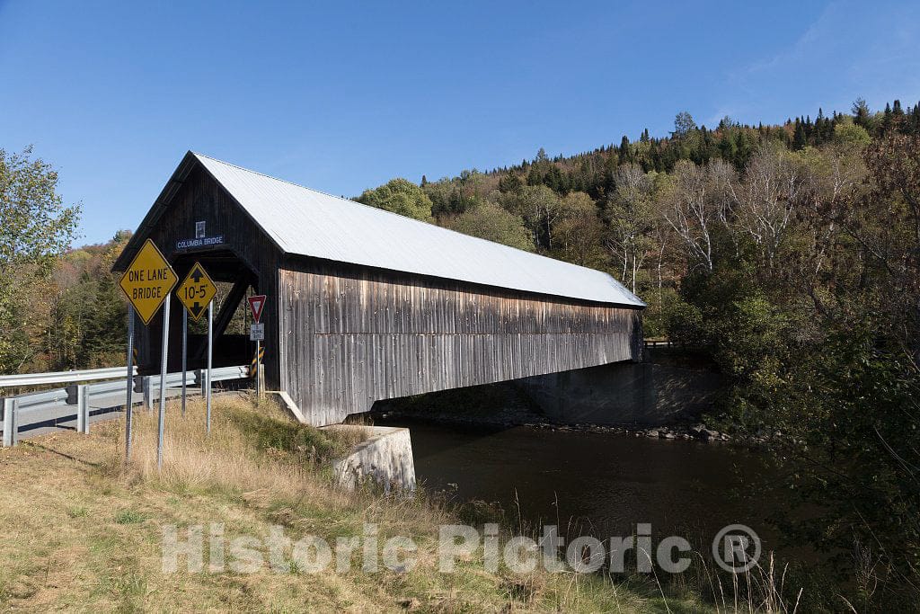 Photo - Covered Bridge Over The Connecticut River Separating New Hampshire and Vermont, Near Columbia, New Hampshire. The Photo was Taken from The Vermont Side