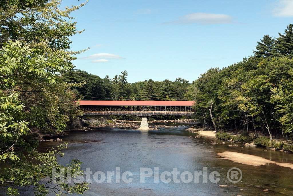 Photo - The 225-foot-long Saco River Bridge, a Covered Bridge Over The Saco River in Conway, New Hampshire- Fine Art Photo Reporduction