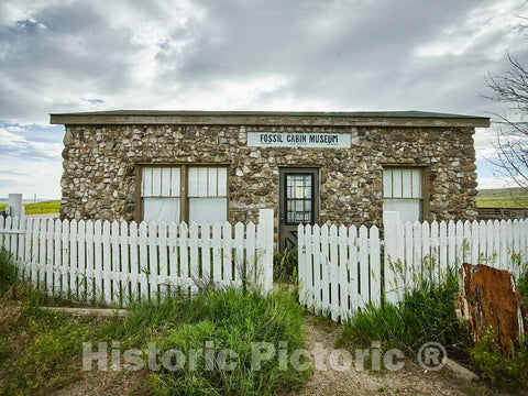 Photo - The Fossil Cabin Near Como Bluff in South-Central Wyoming, was Built as a Tourist Attraction Along The Old, Two-Lane Lincoln Highway- Fine Art Photo Reporduction