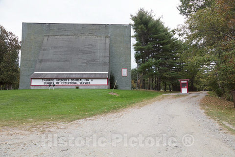 Photo - Entrance to The circa-1954 Showhegan Drive-in Movie Theater, Closed for The Season, in Skowhegan, Maine- Fine Art Photo Reporduction