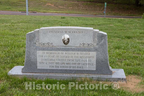 Photo - Gravestone of William M. Frazier, longtime President of The Now-Defunct Mississippi Industrial College in Holly Springs, Mississippi- Fine Art Photo Reporduction