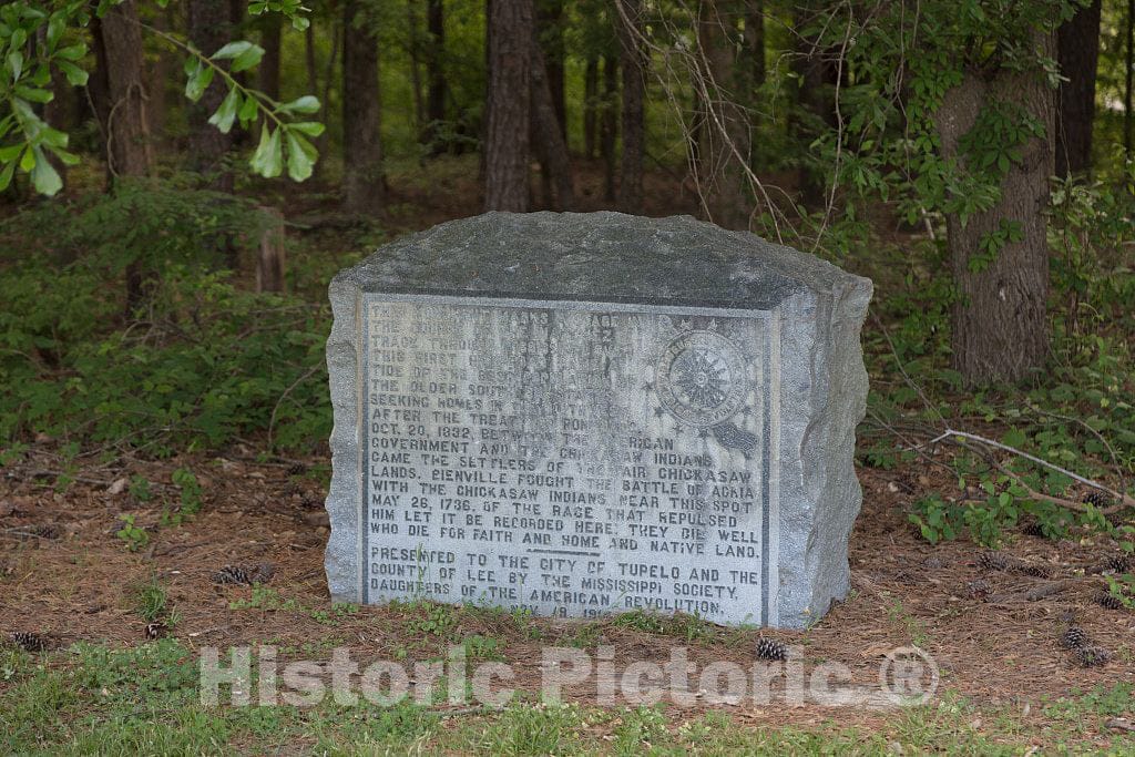 Photo- A Marker, Found Near Tupelo, Mississippi, at a pulloff from The Natchez Trace Parkway, a 444-mile-long Scenic Road from Natchez, Mississippi, to Nashville, Tennessee