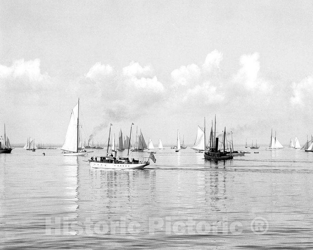 Historic Black & White Photo - Long Island, Glen Cove, N.Y. - NYYC Fleet, Glen Cove, c1897 -