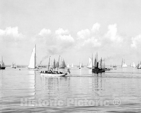 Historic Black & White Photo - Long Island, Glen Cove, N.Y. - NYYC Fleet, Glen Cove, c1897 -