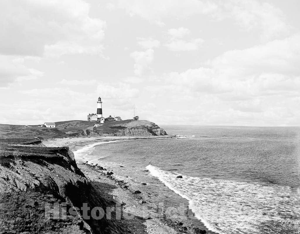 Historic Black & White Photo - Long Island, New York - The Montauk Point Lighthouse, c1900 -