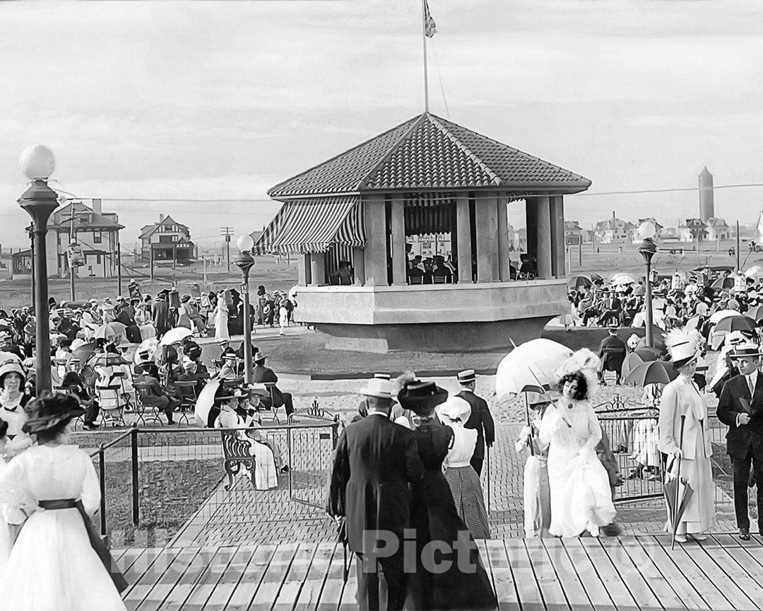 Historic Black & White Photo - Long Island, New York - The Long Beach Boardwalk, c1911 -