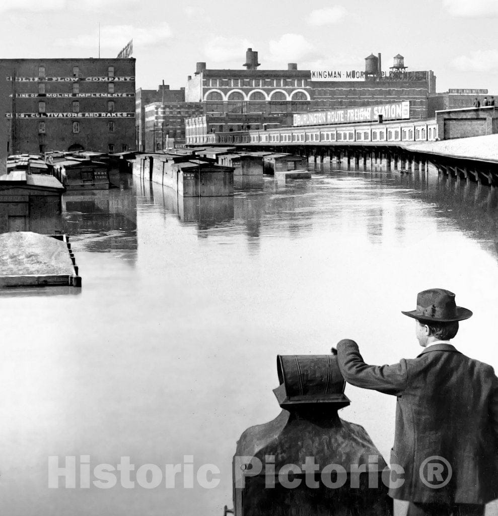 Kansas City Historic Black & White Photo, The Freight Yards After the Flood, c1903 -