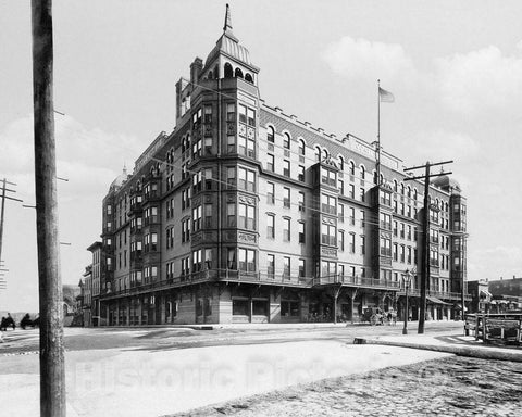 Historic Black & White Photo - Kansas City, Kansas - Coates House Hotel, c1902 -