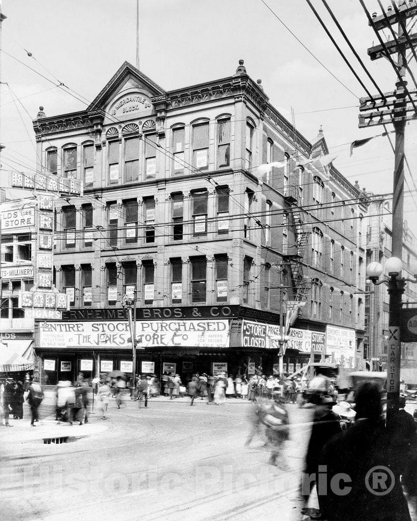 Historic Black & White Photo - Kansas City, Kansas - The Mercantile Block Building, c1919 -