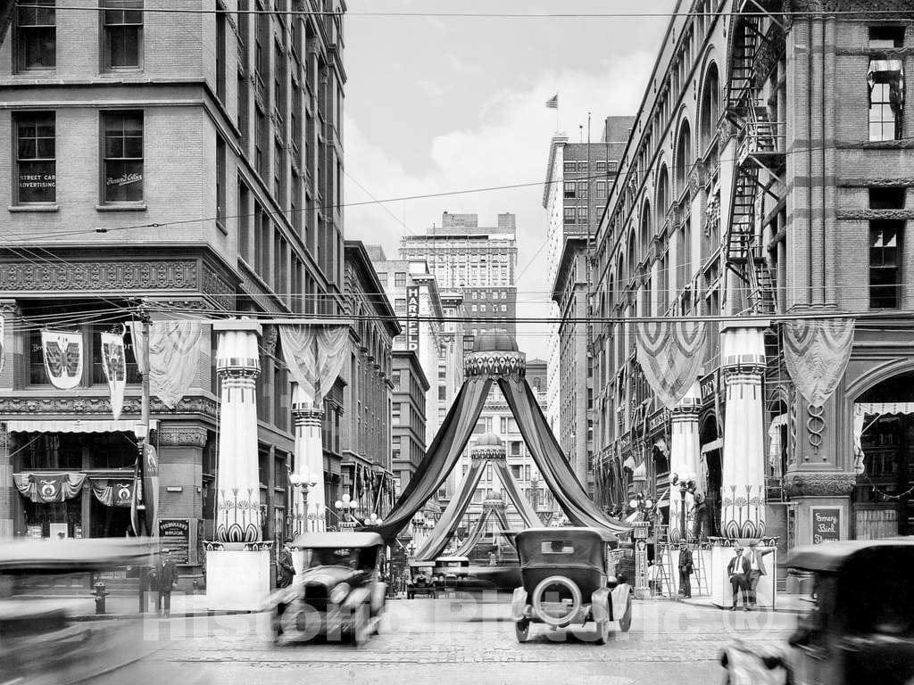 Historic Black & White Photo - Kansas City, Missouri - The Shriners Parade Along 11th Street, c1926 -