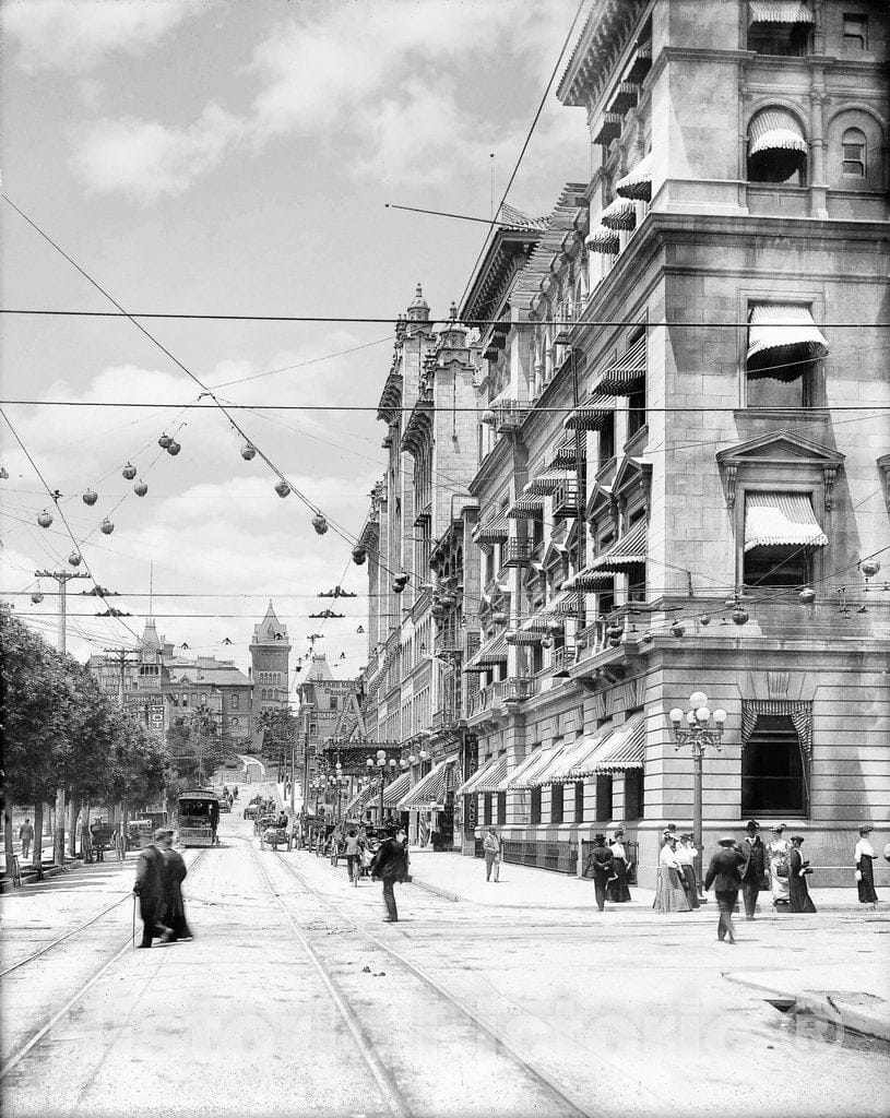 Los Angeles Historic Black & White Photo, Looking Down Fifth Street to the State Normal School, c1910 -