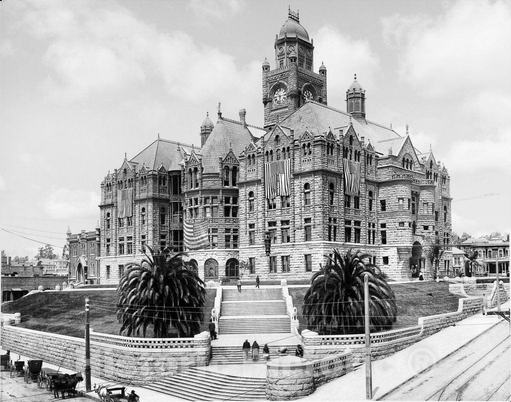 Los Angeles Historic Black & White Photo, The Los Angeles County Courthouse on Temple Street, c1905 -