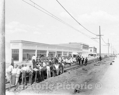 Historic Black & White Photo - Los Angeles, California - Workers on Van Nuys Boulevard, c1911 -