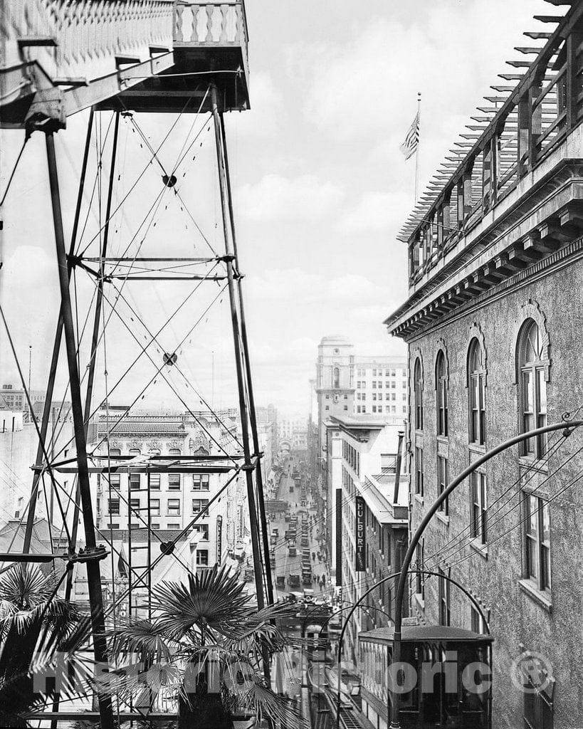 Historic Black & White Photo - Los Angeles, California - Atop Angels Flight, c1923 -