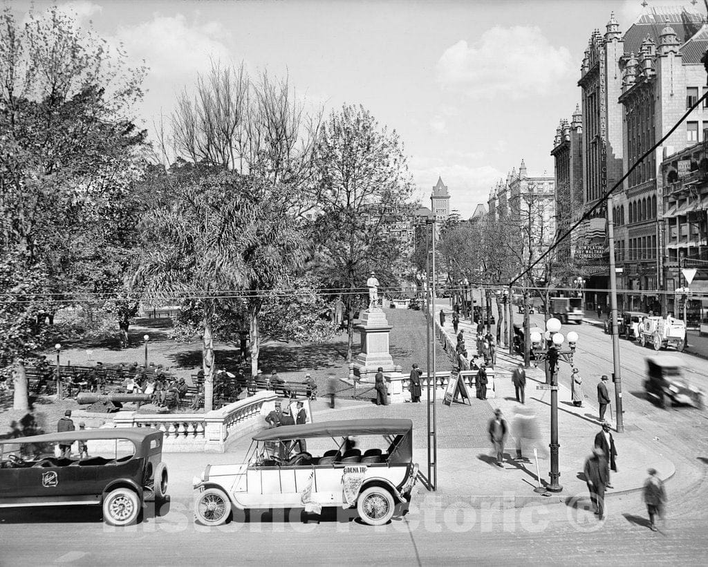 Historic Black & White Photo - Los Angeles, California - Along Pershing Square, c1918 -