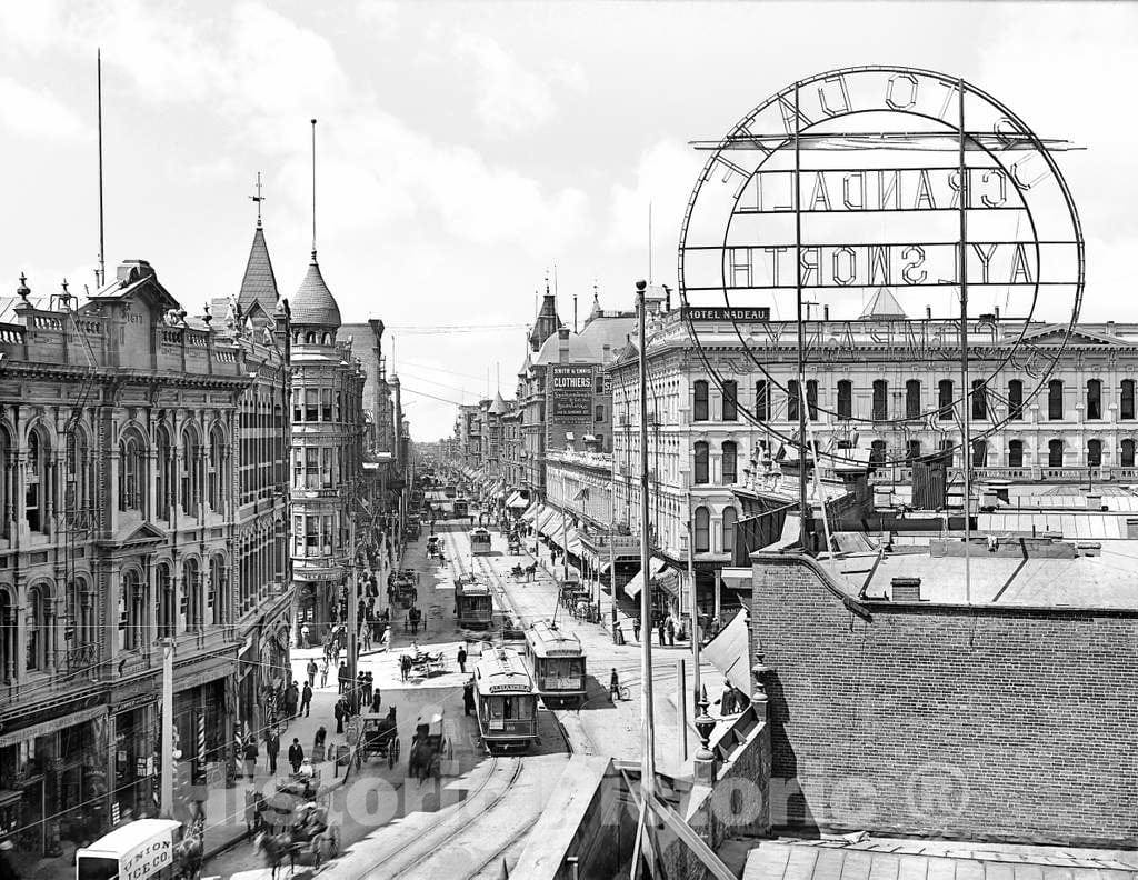 Historic Black & White Photo - Los Angeles, California - Spring Street at the Hotel Nadeau, c1902 -