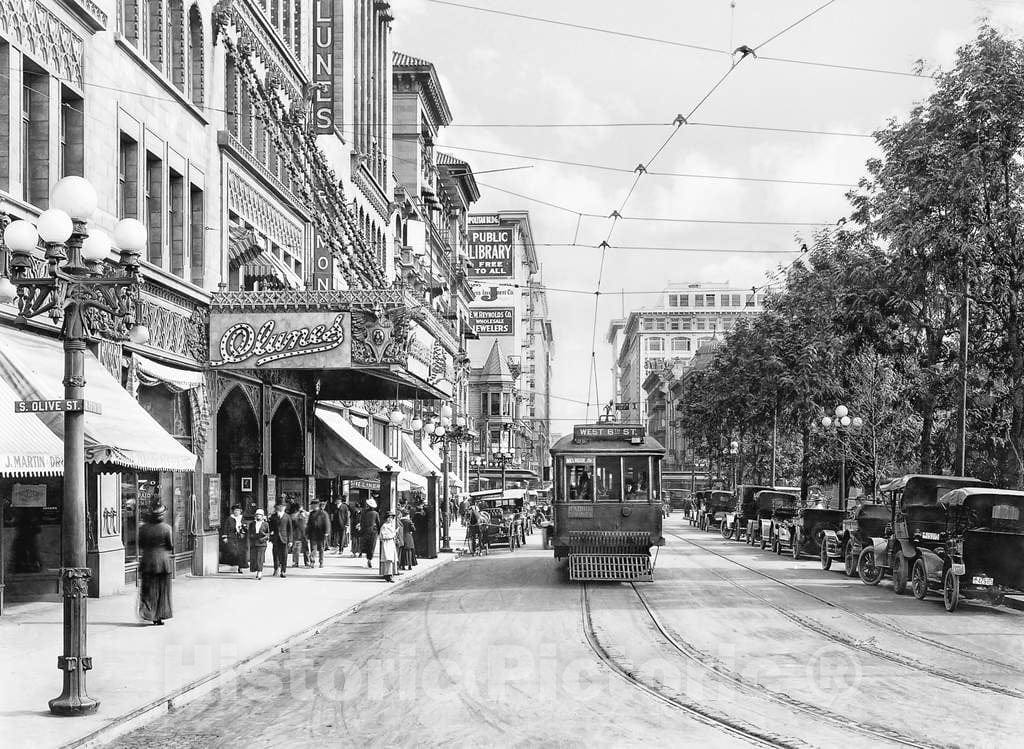 Historic Black & White Photo - Los Angeles, California - Downtown Fifth Street, c1910 -