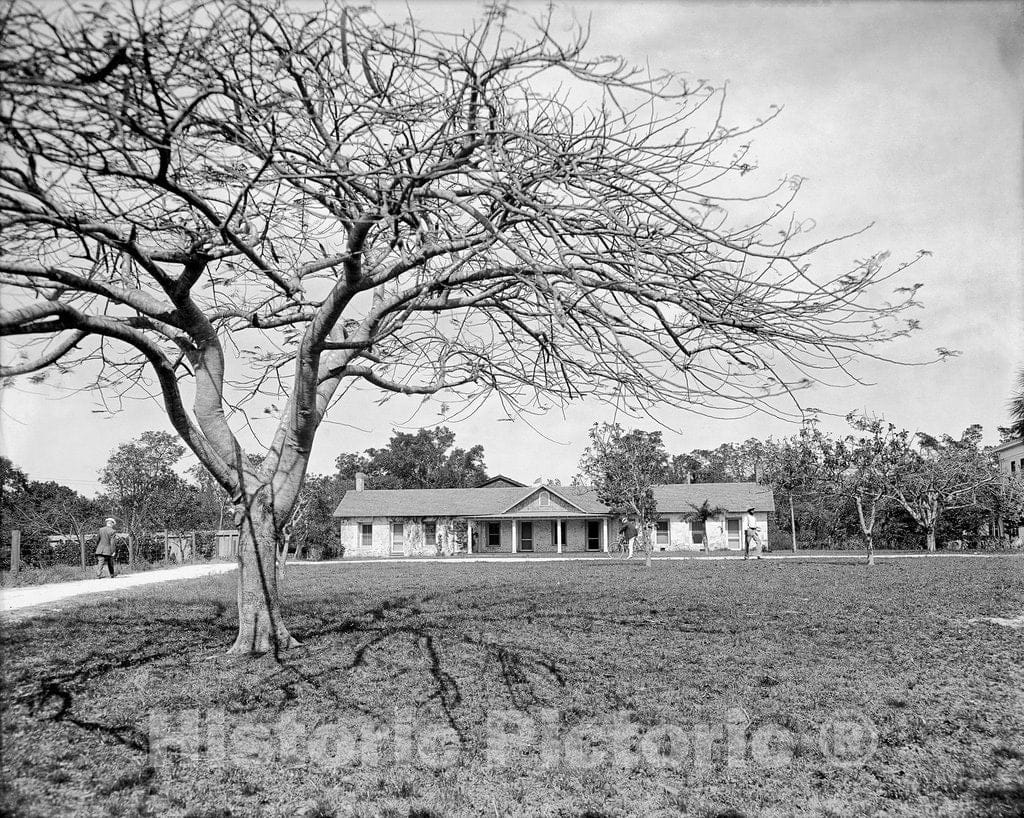 Miami Historic Black & White Photo, The Barracks at Old Fort Dallas, c1907 -