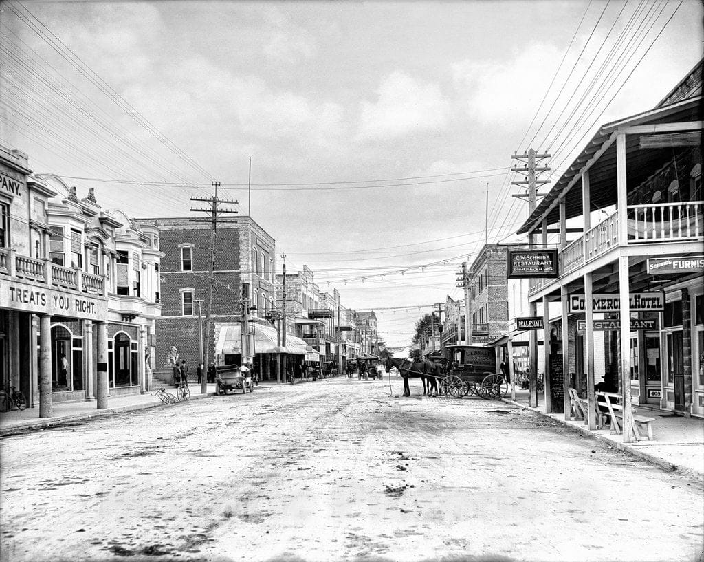 Miami Historic Black & White Photo, Looking East on 12th Street, c1907 -